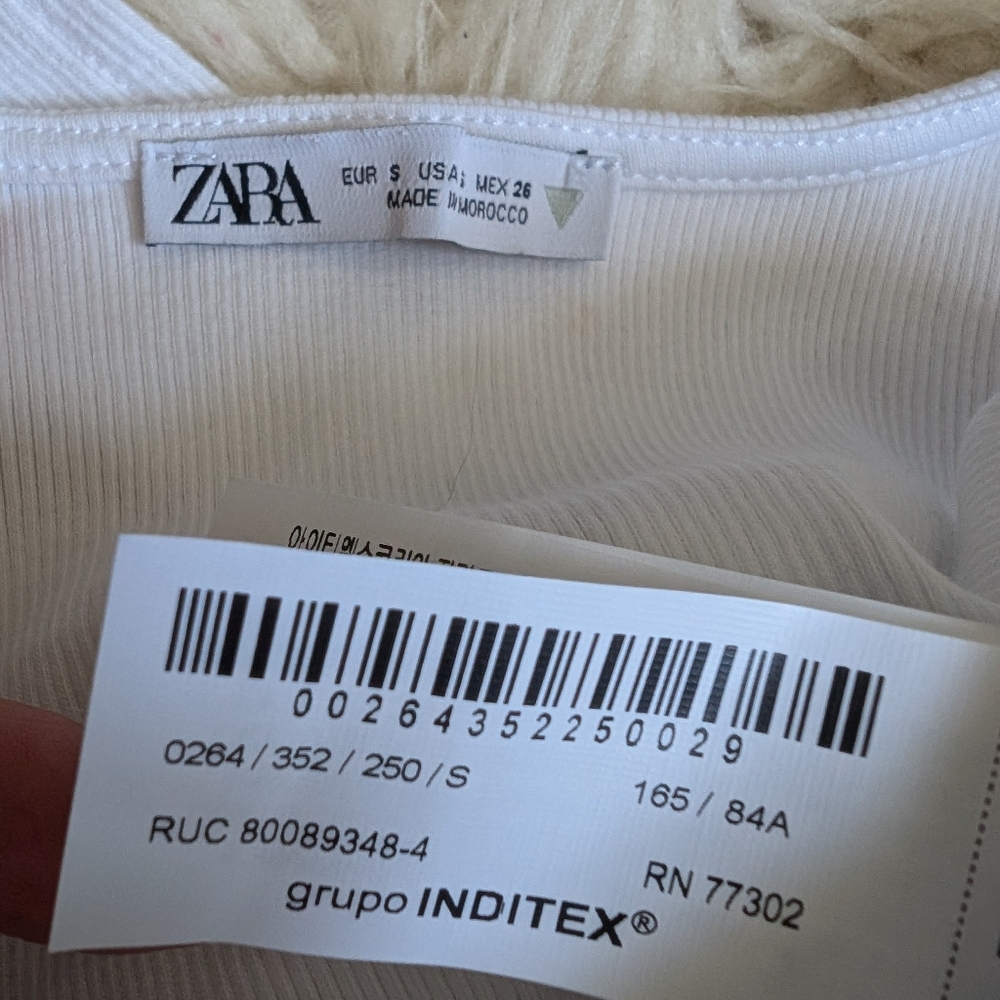 Zara Ribbed Tank With Garters Small White - Picture 7 of 11